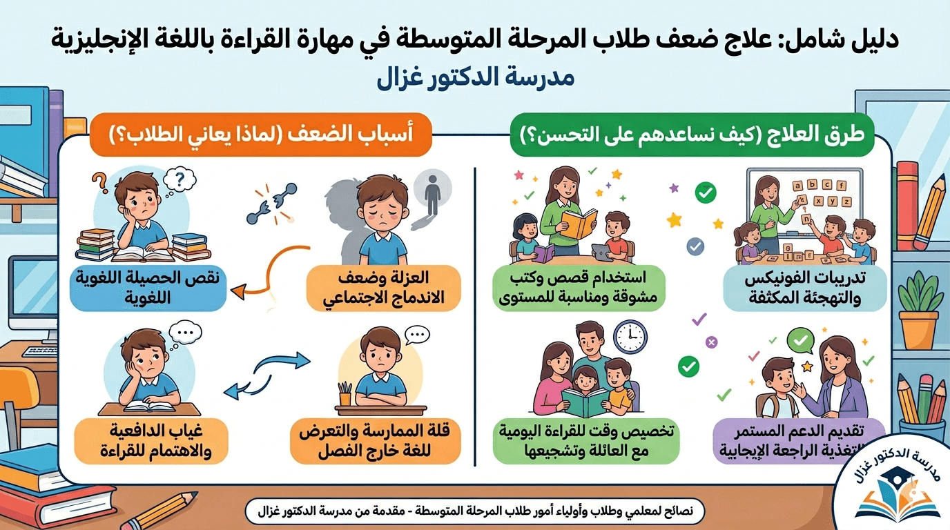 ابني ضعيف في مهارة القراءة في مادة اللغة الإنجليزية