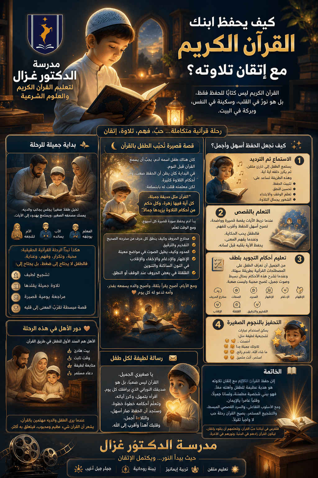 كيف يحفظ ابنك القرآن الكريم مع إتقان تلاوته بطريقة تفاعلية وسرد قصصي مبسط